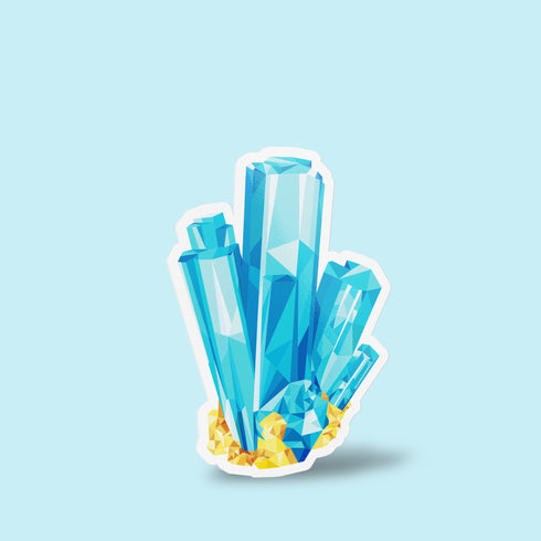 Blue Aquamarine Crystal Premium Vinyl Sticker, Pisces Birthstone, Die-Cut Laptop Decal